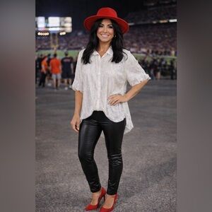 Fashion SEQUIN White Sequin Button Down Shirt